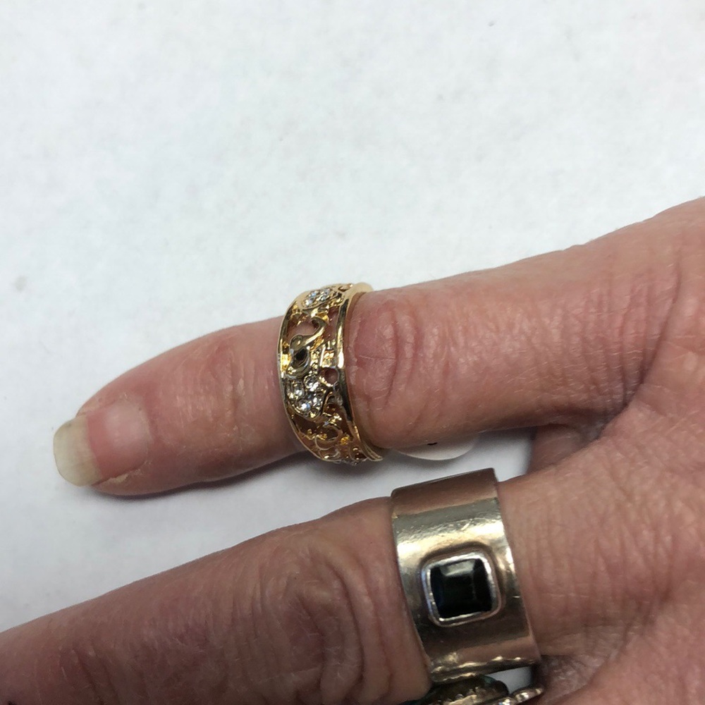 Elephant’s in a Caravan Ring Gold Plated with CZs - Picture 2 of 3